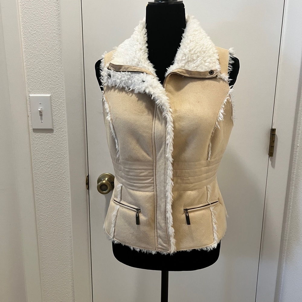 Blanc Noir Faux Shearling Moto Vest – Women’s Large